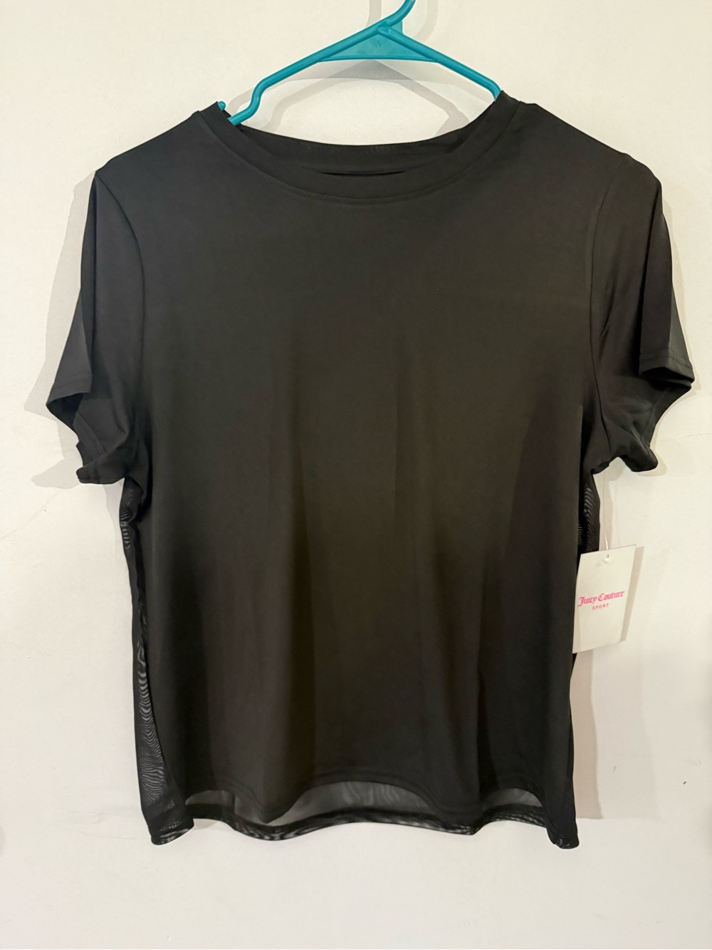 Juicy Couture Black Short Sleeve Tee with Mesh Panels